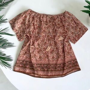 FAHERTY FLORENCE ORGANIC COTTON PEASANT BLOUSE S